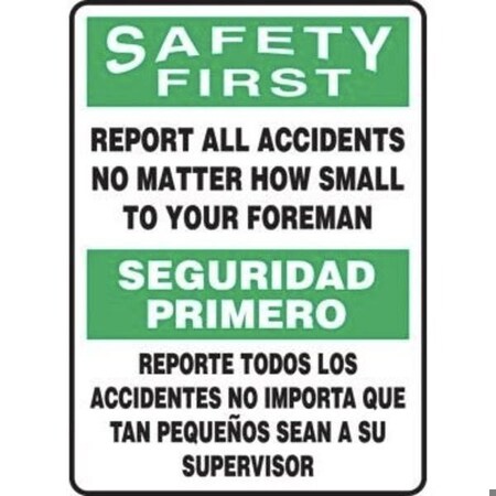 Accuform BILINGUAL OSHA SAFETY FIRST SAFETY SBMGNF910XT SBMGNF910XT